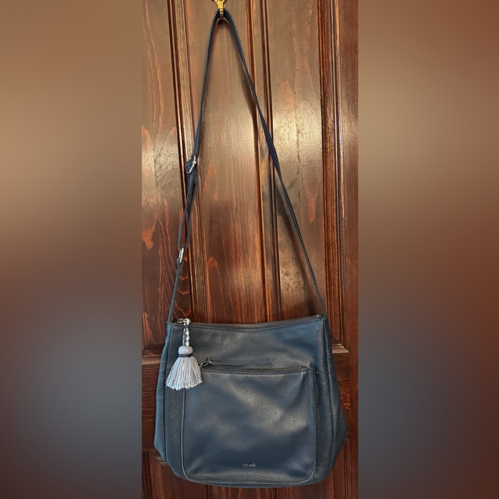 The Sak Blue Crossbody Bag with Silver Hardware